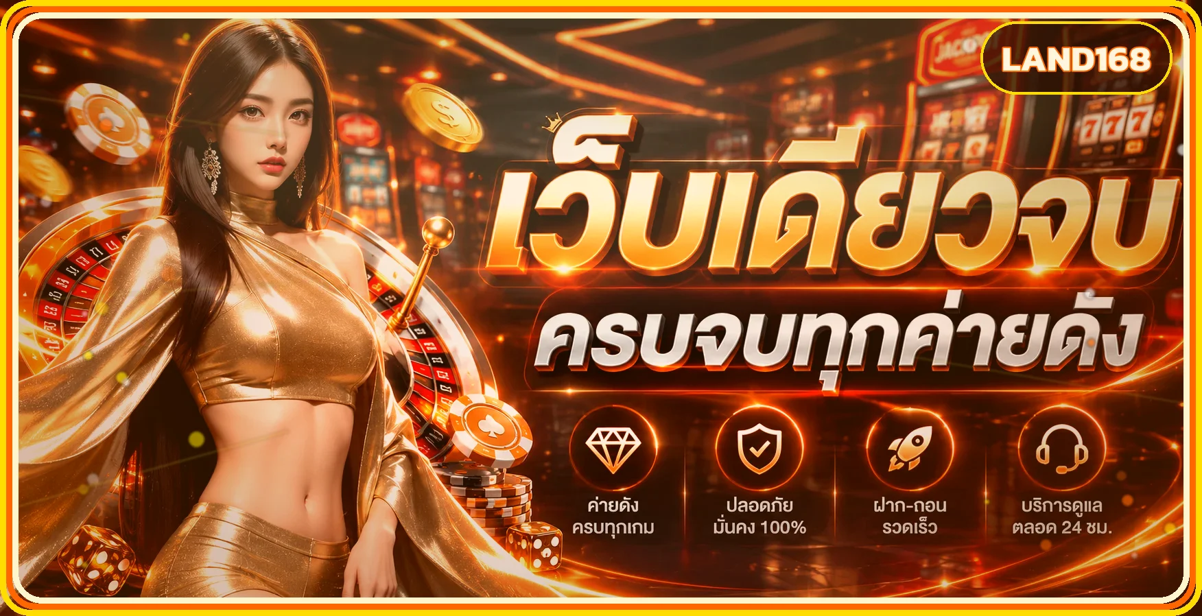 แบนเนอร์ landslot บน land168 โทนส้มทอง